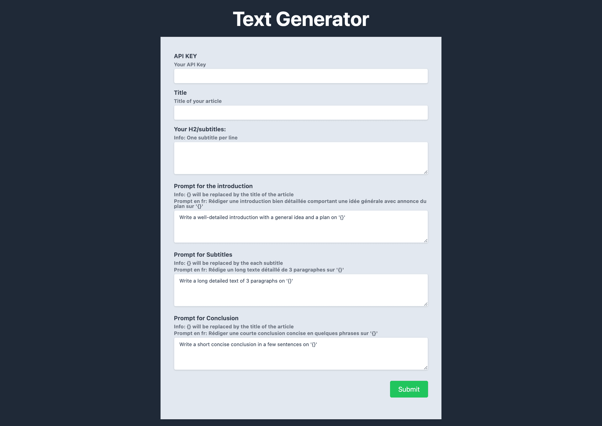 portfolio Web Articles Generator